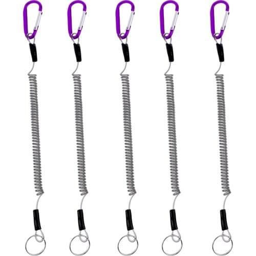 27cm Steel Wire Booms Fishing Coiled Lanyard or Safety Rope Wire Steel Inside Hunting Fishing scissors