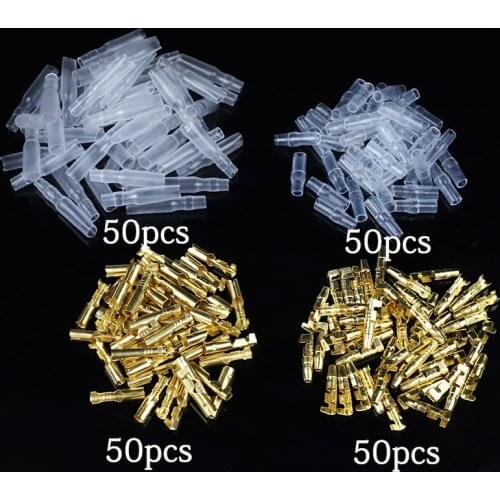 4.0 bullet terminal car electrical wire connector diameter 4mm pin set 50sets=200pcs Female + Male + Case Cold press terminal