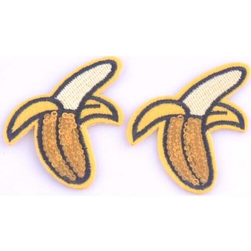 5pcs Banana Fruit Cartoon Embroidery Fabric Sticker Iron On Patch Clothes Applique Food Easy Cute Sew Craft Fabric 5x6cm cp1101