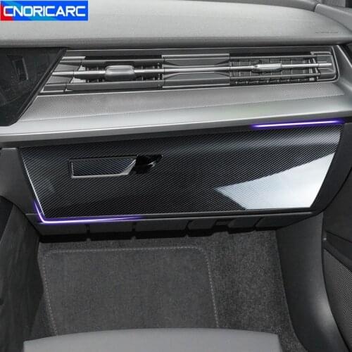 Car Styling Console Co-pilot Glove Box Panel Decoration Cover Trim For Audi A3 2021 LHD Carbon Fiber Color Interior Accessories
