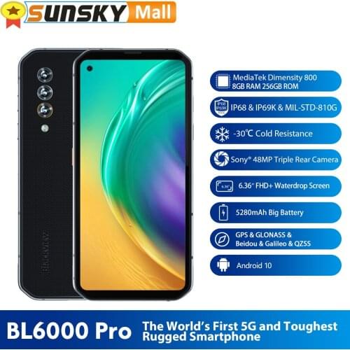 Blackview BL6000 Pro 5G Smartphone 8GB 256GB Octa Core 48MP Camera 6.36inch Global Version Waterproof Cell Phone 5280mAh Battery