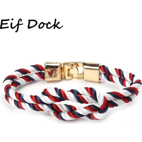 Eif Dock Colorful Navy Style Stainless Steel Survival Bracelets Men Charm Anchor bracelets & bangle for Mens Couples Jewelry