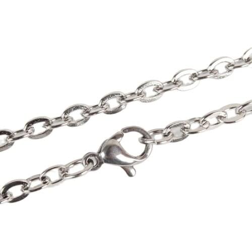 10pcs Stainless Steel Cable Chain Necklace Classic Plain Chain For Mens Womens Necklace DIY Jewelry Making 23.6 inches