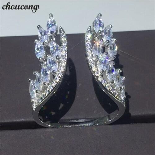 Choucong angel Wings Ring 5A Zircon Cz White Gold Filled Engagement Wedding Band Rings for women men Sizeable Finger Jewelry