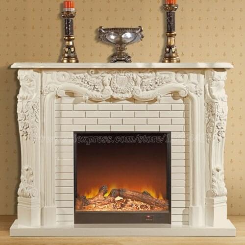 European style living room decorating warming fireplace W150cm wooden mantel plus electric insert LED optical artificial flame