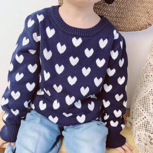 Baby Sweaters 2020 Childrens Clothing Autumn and Winter New Childrens Sweaters Korean Love Print Knitted Sweaters for Girls