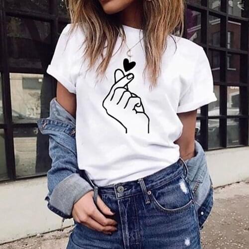 Women Oversized T-shirt Heart Print T-shirt Casual O-neck T-shirts With Short Sleeve T Shirt Tops Harajuku Tee Shirt Femme 2021