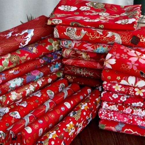 Chinese Style Cotton Linen Fabric For Chinese New Year And Spring Festival Bronzing Red Fabric