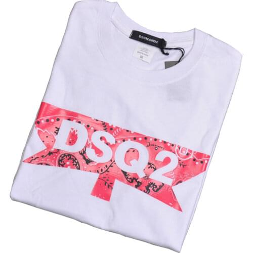 Summer Quality Fashion Loose Soft Smooth Black White Couple Adults Women Men DSQ2 Letter Cotton Knitted Top Tees Shirts
