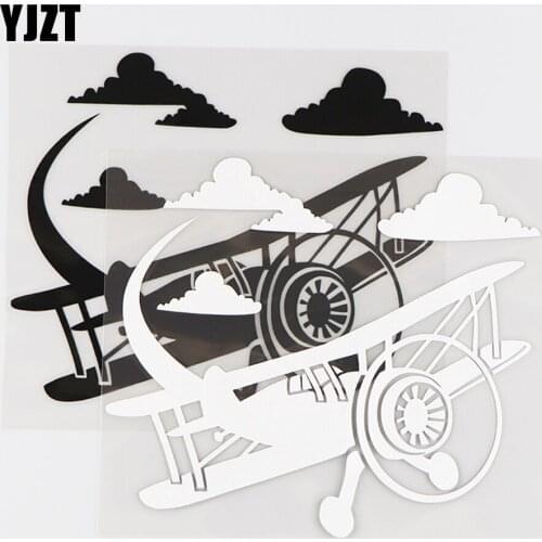 YJZT 15.3X13.5CM Personalized Car Stickers Plane Fly To The Cloud Vinyl Decal Airplane Black / Silver 10A-0303