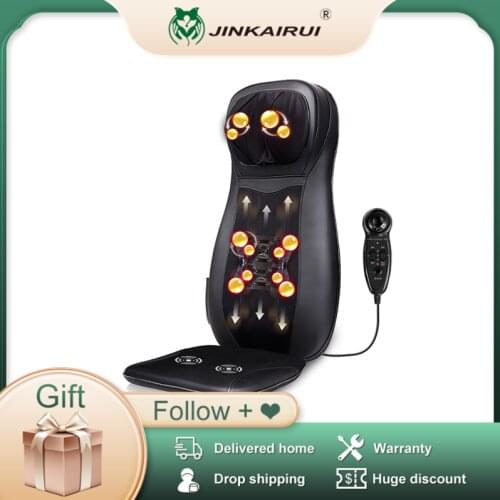 JinKaiRui Shiatsu Massager Cushion with Heat Vibrate Seat Neck Back Massage machine Pillow Chair Massagea Relax For Car Office