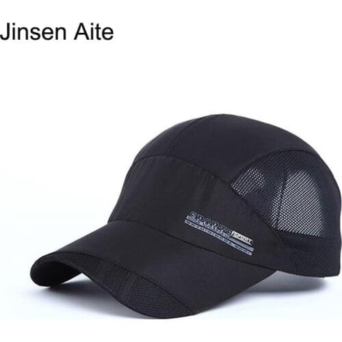 Jinsen Aite 2018 Summer Style Mesh Cap Outdoor Sports Quick-drying Womens Sun Hats Breathable Sunscreen Men Baseball Cap JS156