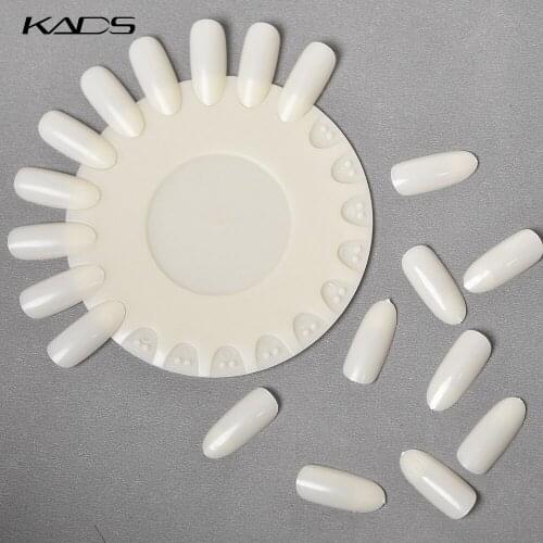 KADS 1pc Round Nail Art Display Practice Nail Polish Color Chart 20 Removable False Nail Tips Nature Clear Finger Full Card