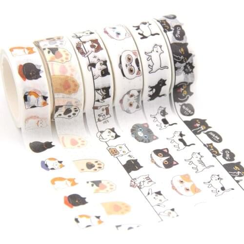 1PC 15MM*5M Cute Kawaii Adorable Cat Adhesive Paper Washi Tape Masking Tape DIY Scrapbooking Stick Label