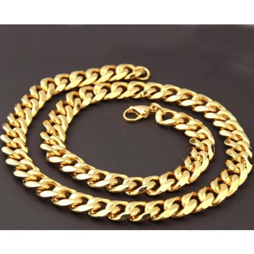 Tiasri 10mm Popular Stainless Steel Necklaces and Bracelets for Men Cuba Miami Chain Choker Link Punk Style Jewelry Accessories