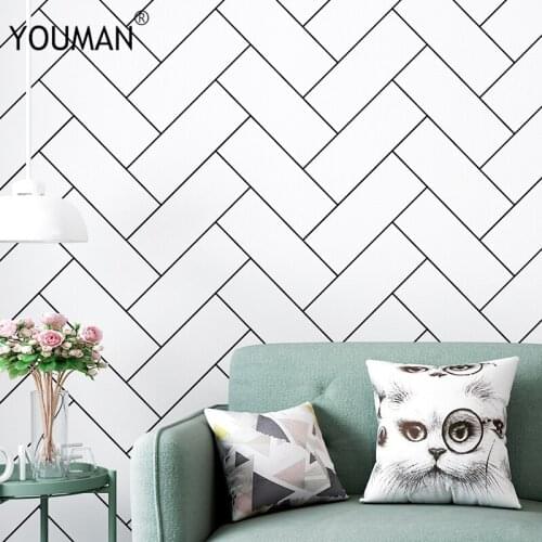 3D Wallpapers Decoration Mural Nordic Black White Brick Wall papers home decor Geometric Wallpaper for Living Room bedroom Walls