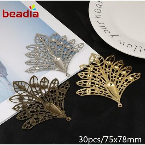 New Arrival 30pcs/bag 75*78mm Iron Large Leaves Metal Crafts Connector For Jewelry Findings Making DIY Accessories