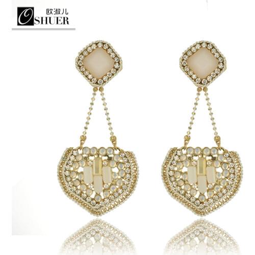 2018 New Fashion Water drop Elegant Gold-color Cute Rhinestone logn Earrings Earrings For Women