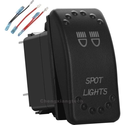 Orange Led 5Pin On/Off SPST Rocker Push Switch Spot Lights 20A/12V 10A/24V For Car Boat Waterproof+Jumper Wires Set