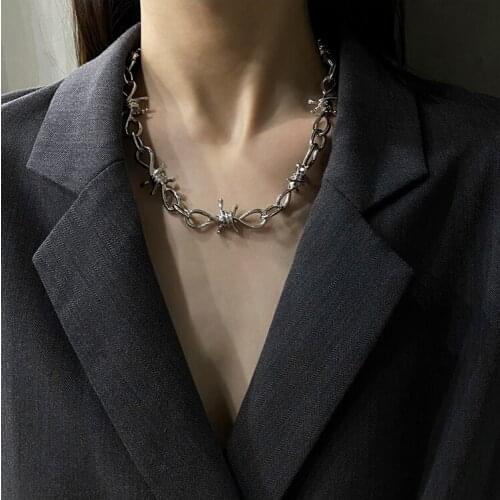 Unisex Necklace Necklace Female Hip-Hop Gothic Punk Style Barbed Wire Small Barbed Chain Necklace
