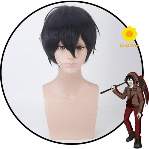 Angels of Death Rachel Gardner Wig Cosplay Short Wig Black Hair Heat-resistant Fiber Hair + Wig Cap Party Halloween Role Play