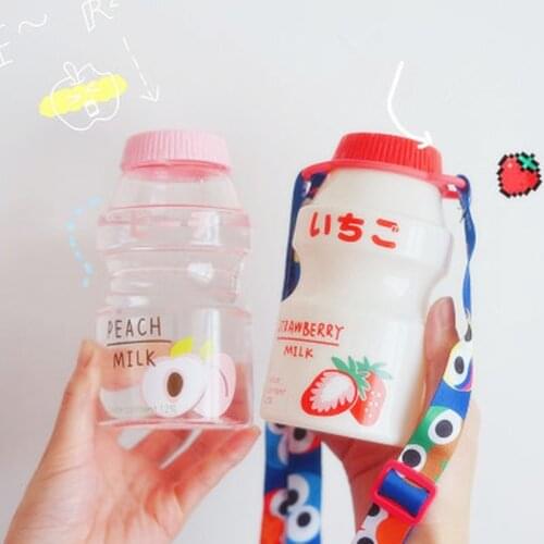 480ml Plastic Water Bottle Tour Drinking Bottle Shape Cute Kawaii Milk Carton Shaker Bottle For Kids/Girl/Adult Bottles