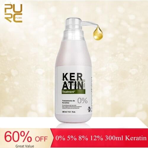 Purc 300ml Keratin Repair Hair Treatment Shampoo Mask Cream Curly Hair Straightening Smoothing Product 0% 5% 8% 12% Formalin