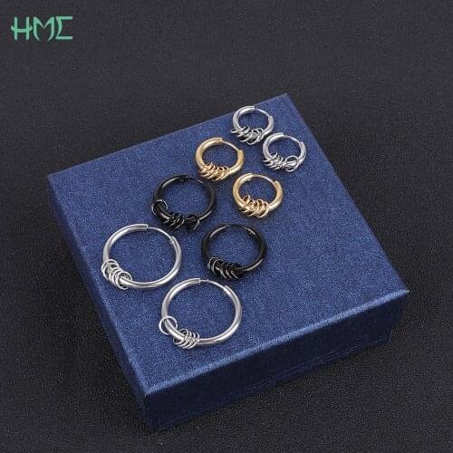 1pc Hip-hop Hipster Rock Punk Gothic Titanium Steel Mens Round Titanium Steel Earrings Circle Stud Earrings For Women Men Lover