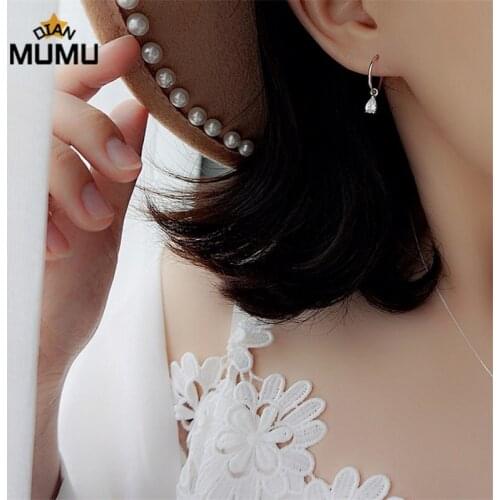 Modern Jewelry Fashion Silver Zircon Pendant Geometric Round Hoop Earrings For Pretty Women Party Fine Jewelry Gift