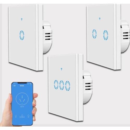 Tuya WiFi Smart Light Switch with or No Neutral Wire Touch Sensor Smart Wall 1/2/3 Gang Switch Work with Alexa, Google Home