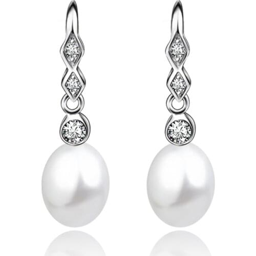 GNE1157 100% Fine 925 Sterling Silver Earring Beauty Fashion Pearl Crystal Drop Earrings Fashion Jewelry & Accessories For Women