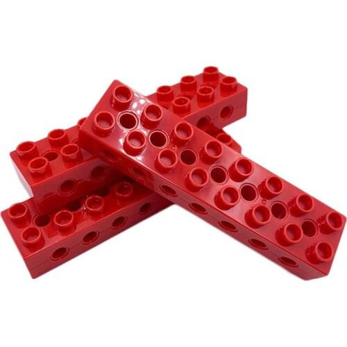 10pcs/lot Kennie Building block PartsDUPLO HOLE BRICK 2X8 DATEMBOS with DUPLO BRICK NO.95490