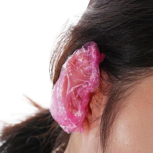 100 Pcs Disposable Hairdressing Earmuffs Salon Clear Ear Cover Ear Protection Hair Dye Protect Cap Hair Color Styling Tool
