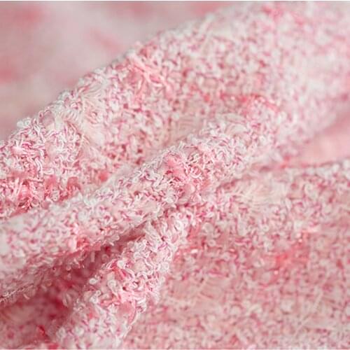 145CM Wide 350G/M Blue Pink Knitted Tweed Acrylic Polyester Cotton Fabric for Autumn Spring Dress Jacket E989