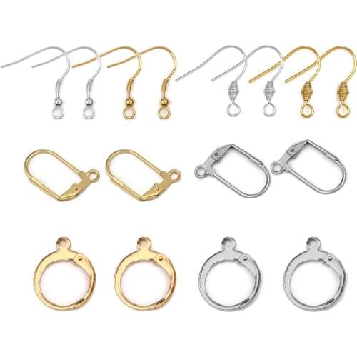 20/50pcs Stainless Steel Gold Silver Color Tone Findings French Earring Hooks Wire Settings For DIY Jewelry Making