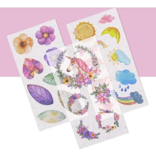 6sheets Kawaii Horse Stationery Stickers For Kids Cartoon Animal Flower Leaf Washi Paper Stickers Journal DIY Scrapbooking