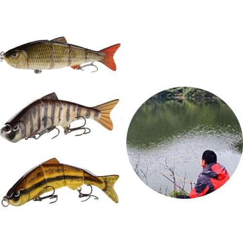 Bass Muskie Minnow Striper Fishing Lure 4" 4-Segment Multi Jointed Wobblers Swimbait Hard Bait Crankbait Swimming Lures