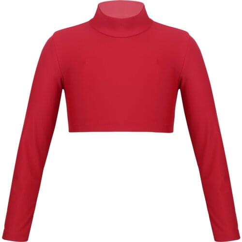 Kids Girls Long Sleeves Sports Crop Tops T-shirts Tanks Top Shirts Gym Running Casual Dancing Performance Workout Costume