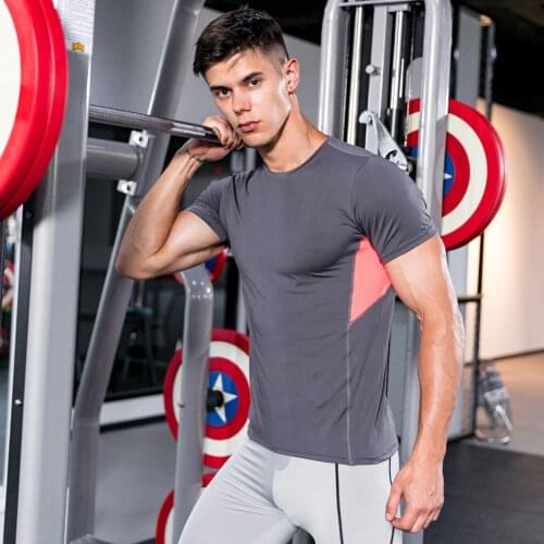 New T-shirt men Tights Fitness Quick Dry GYM Stretch Top Fitness Hot Sale mens O-neck T-shirt Running clothing