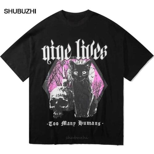 UNSETTLE Harajuku T-shirts Summer Men/Women Hip Hop Gothic Funny Print cat Tshirt Streetwear t shirt Short Sleeve Tee Top