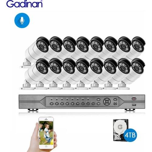 Gadinan 16CH 5MP POE NVR Kit H.265 Security Camera System 5MP 3MP Audio AI IP Camera Outdoor Waterproof Video Surveillance Set