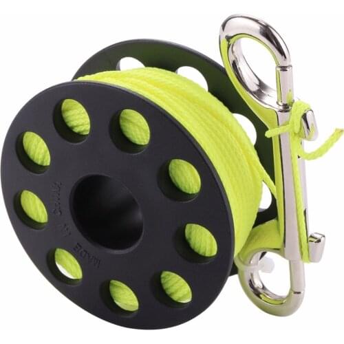 Compact Diving Finger Reel with 30m Nylon Braided Wire &Stainless Steel Bolt Clip for Underwater Diving Camera Accessories