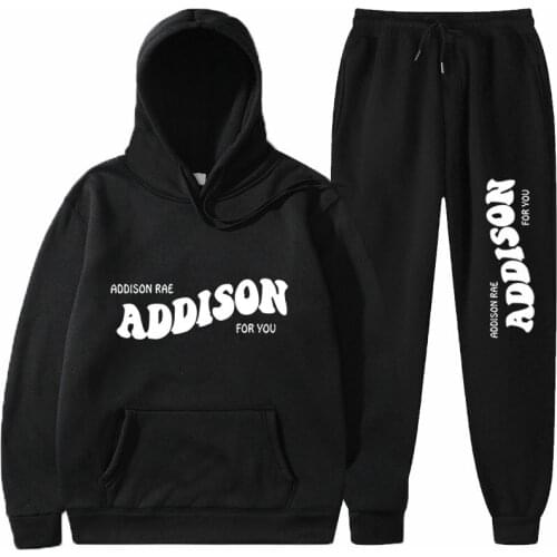 Addison Rae Hoodies Sweatshirts+Sweatpants Men Two Piece Set Spring Autumn Tracksuit + Jogger Pants Printed Addison Hoodie 4XL