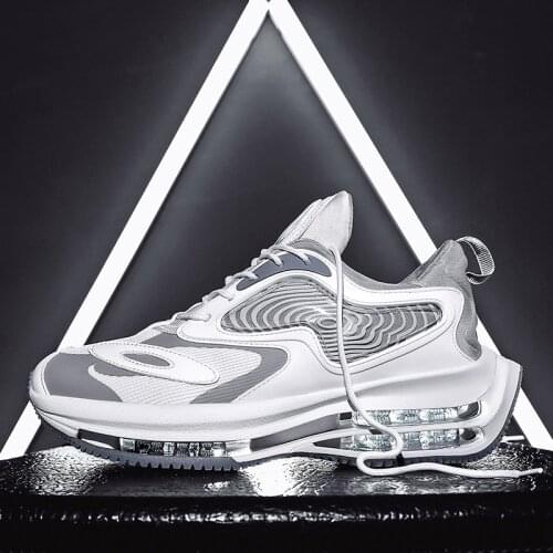 Mens Breathable Running Shoes High Elasticity Air Cushion Sneakers Antiskid Damping Jogging Shoes Outdoor Training Sports Shoes