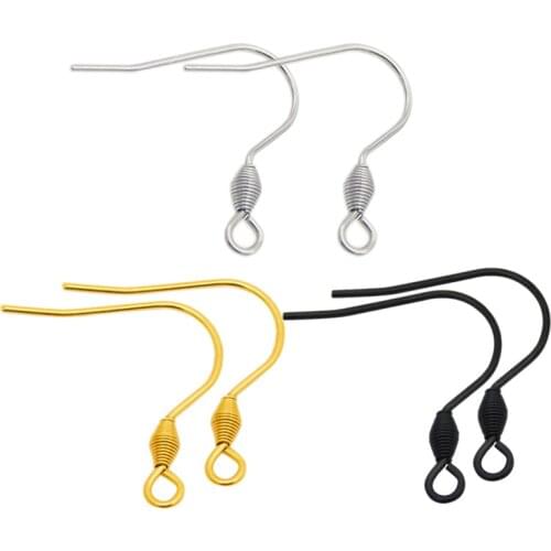 5pairs/lot 316L Stainless Steel Gold Black Earrings Wire Hook 20x20mm Earring Hooks for DIY Earrings Jewelry Making Findings