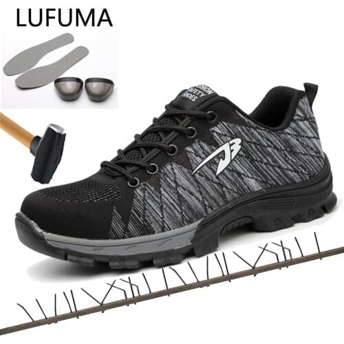 LUFUMA Dropshipping Puncture-Proof Safety Shoes Indestructible Non-Slip Steel Toe Work Shoes Outdoor Breathable Men Shoes