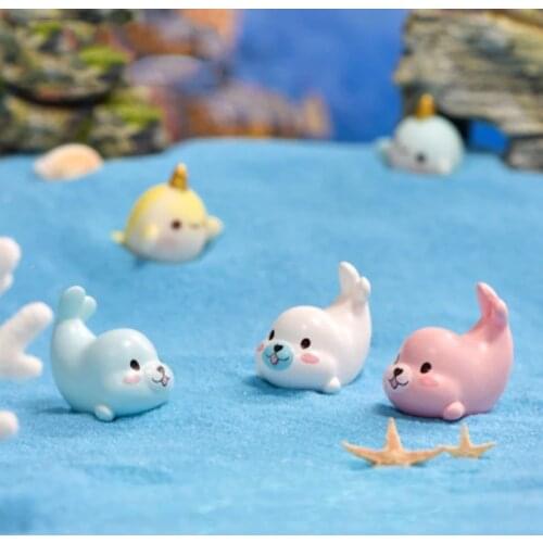 ZOCDOU1 Piece Cartoon Seal Unicorn Small Statue Little Figurine Crafts Figure Ornament Miniatures