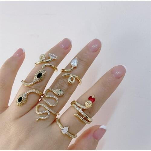 MC 2021 New Snake Finger Rings Women Men Adjustable Vintage Open Copper Stainless Steel Snake Ring Bague Femme Anillos кольца