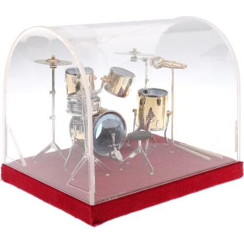 14*10*10cm Miniature Copper Drum Set Musical Instrument Model Dollhouse Home Display Ornaments