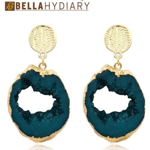 Fashion Trendy Boho Blue Hoop Resin Earrings Big Drop Earrings For Women Jewelry Statement Gifts For Women Accessories Brinco